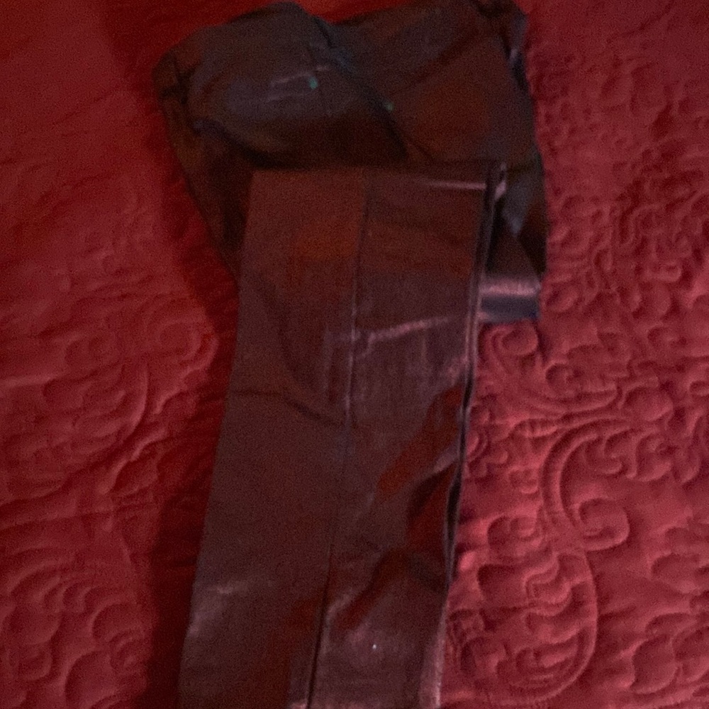 Metallic red skinny leg pants